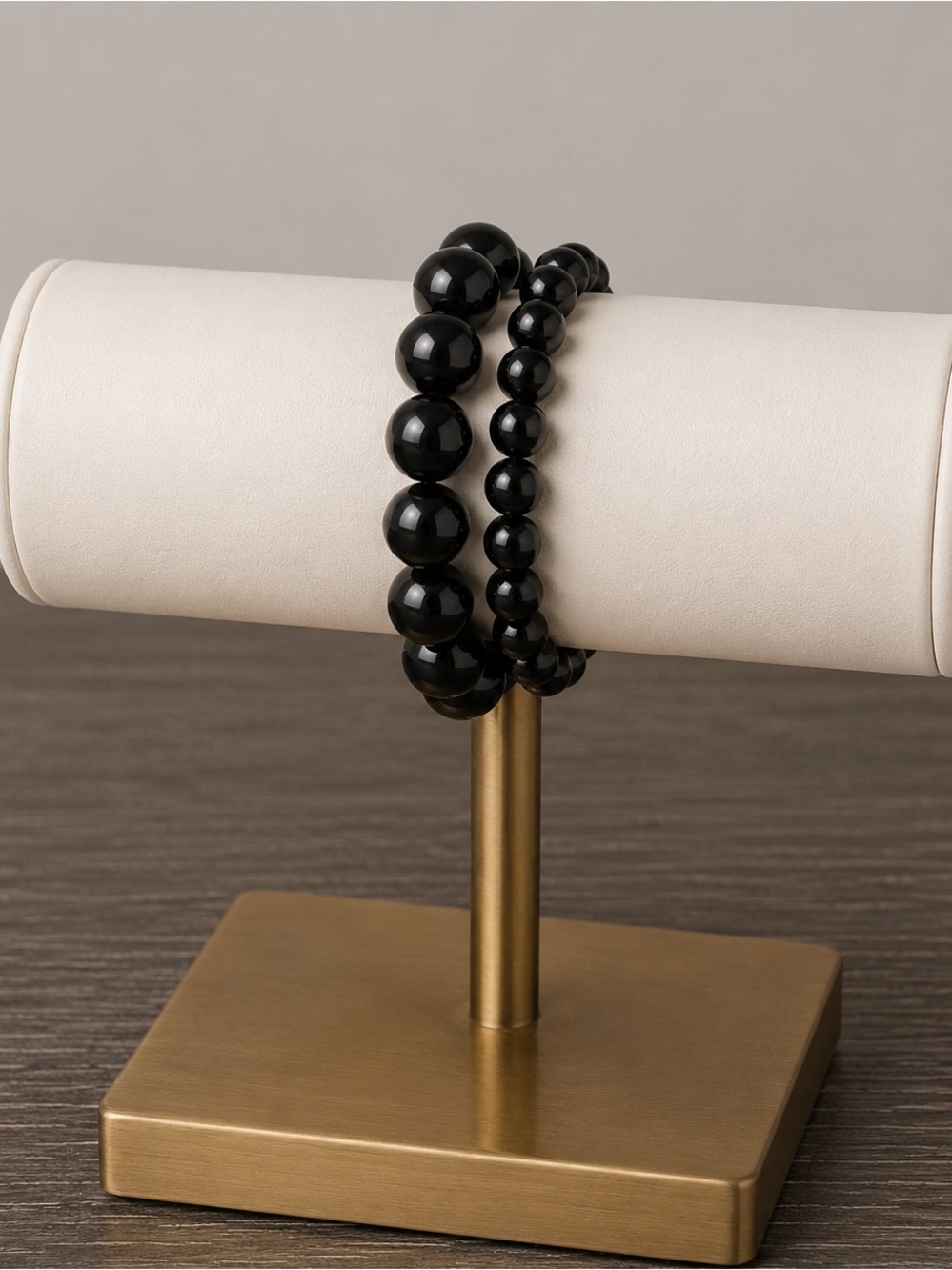 Set of 2 black natural strone beaded bracelets